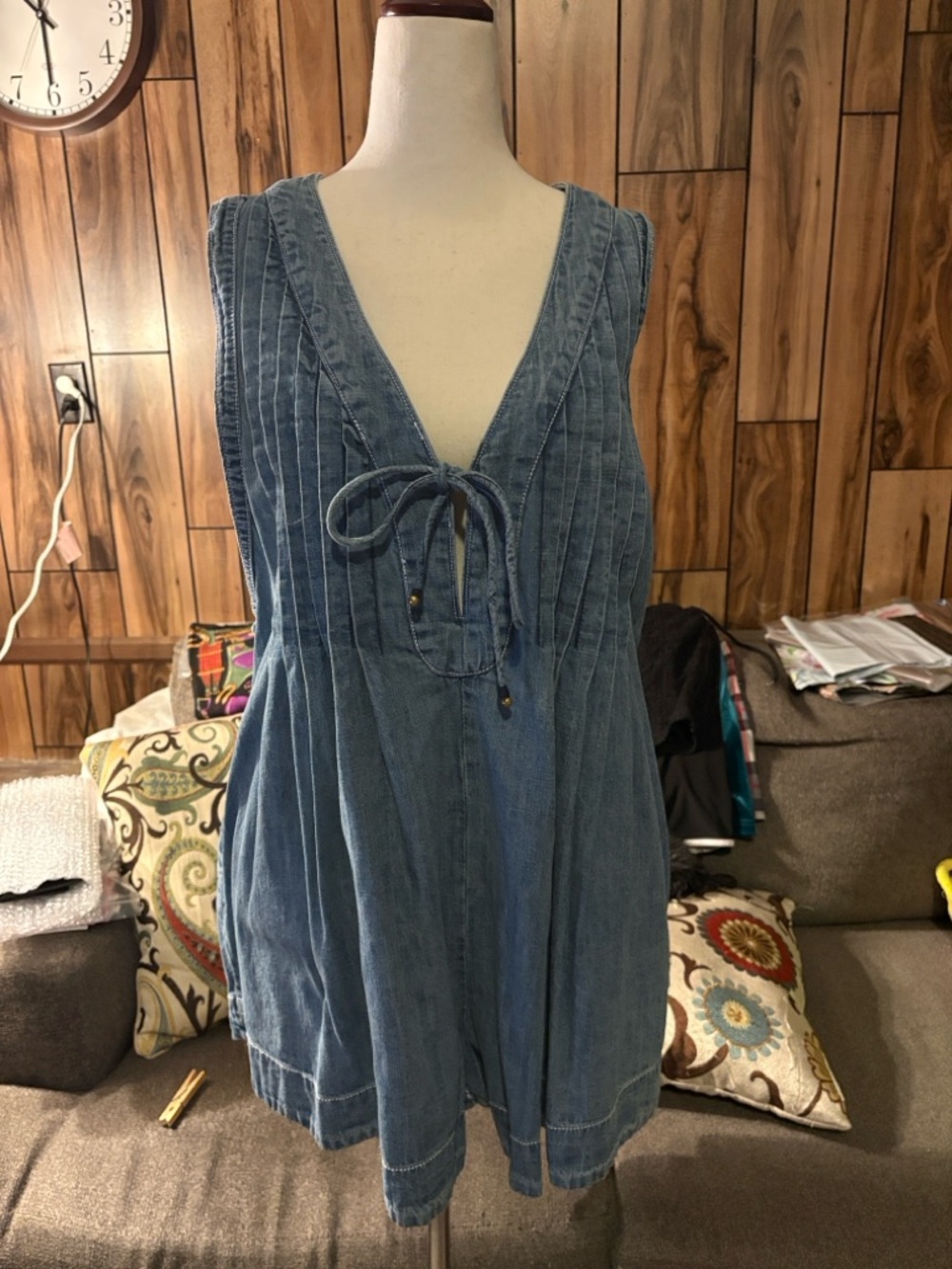 Free People Light Blue Denim Romper NWOT